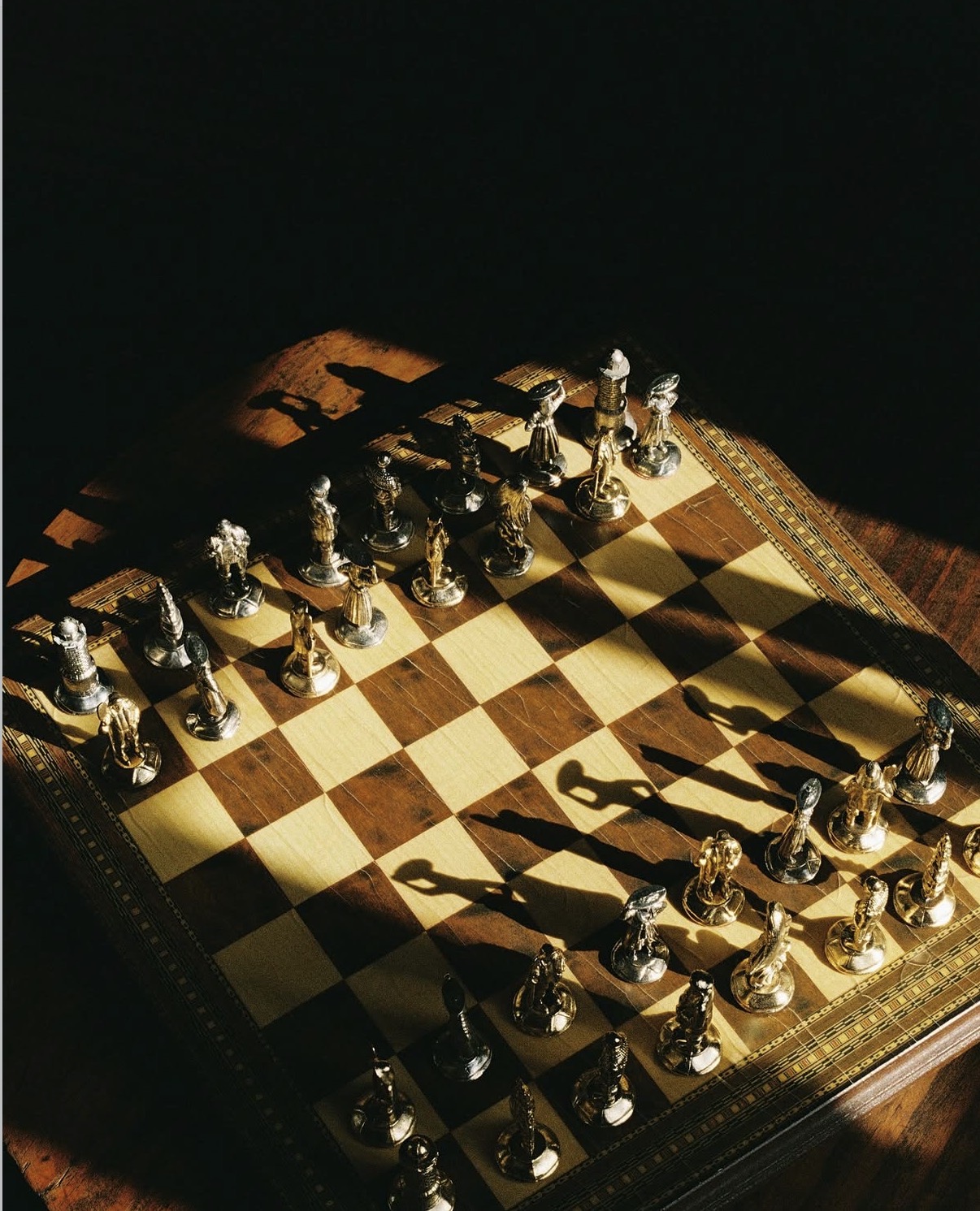 Chess board in low light